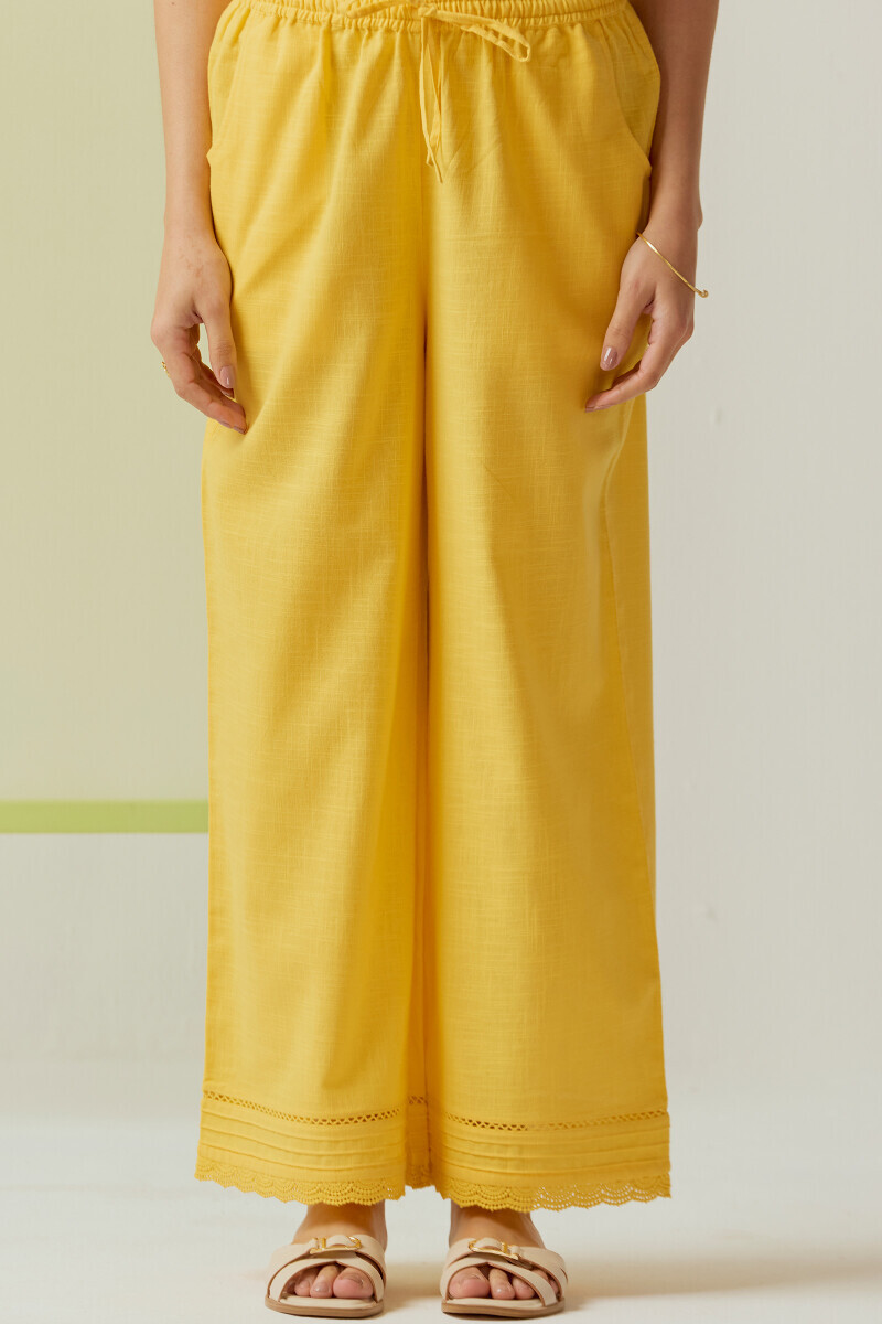 Yellow Handcrafted Gauze Slub Farsi