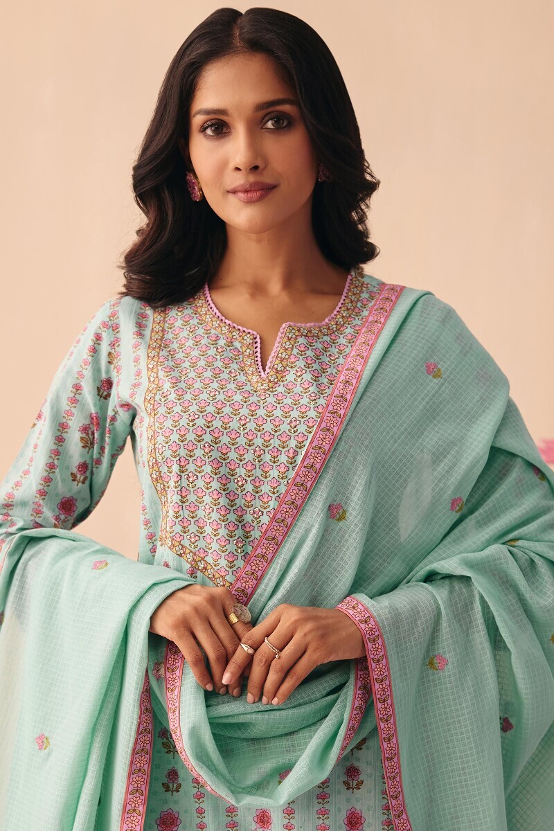 Blue Handcrafted Kota Dupatta