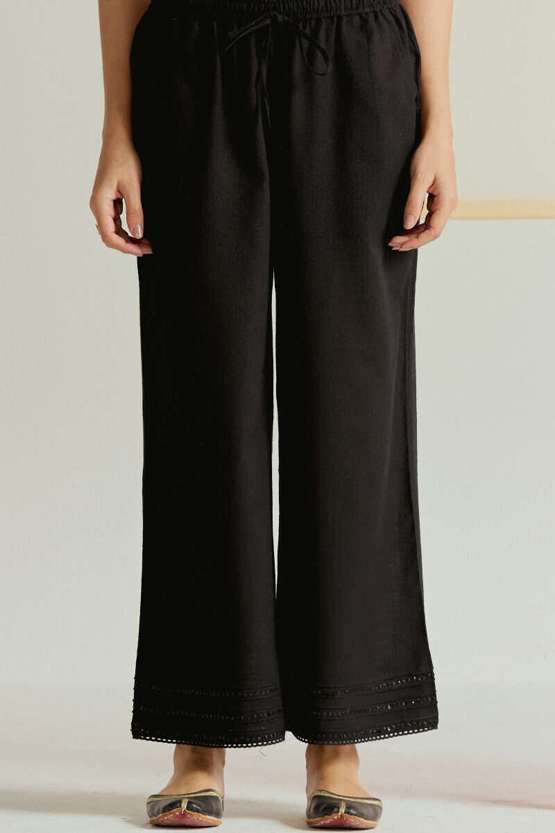 Black Handcrafted Gauze Slub Farsi