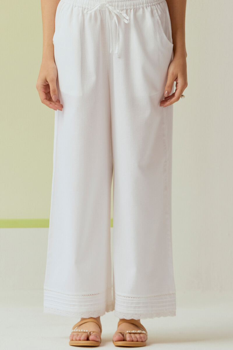 White Handcrafted Cotton Flax Farsi