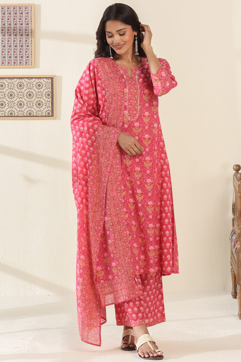 Pink Printed Kota Dupatta