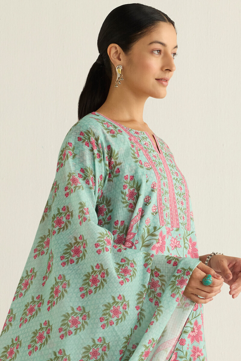 Blue Printed Kota Dupatta