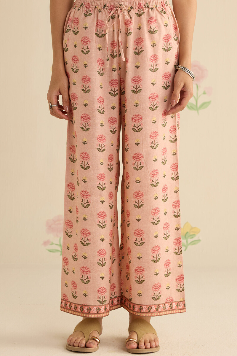 Peach Printed Cotton Farsi