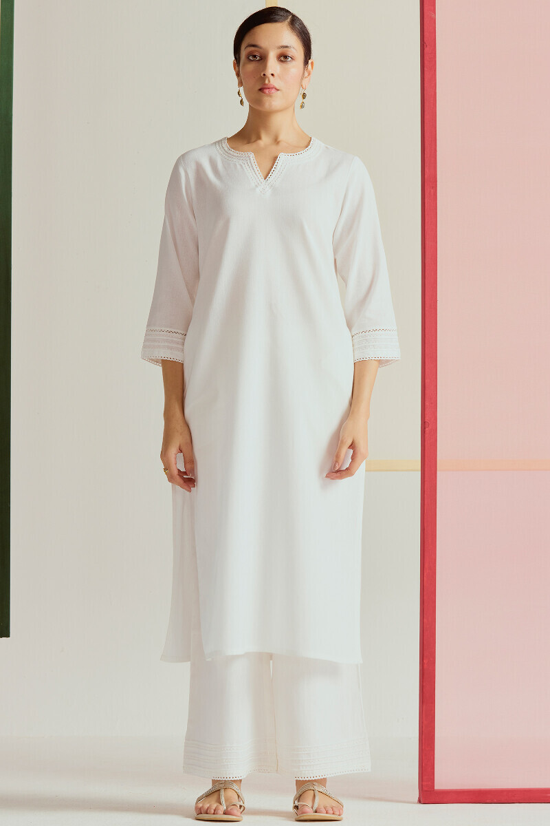 White Handcrafted Cotton Flax Farsi