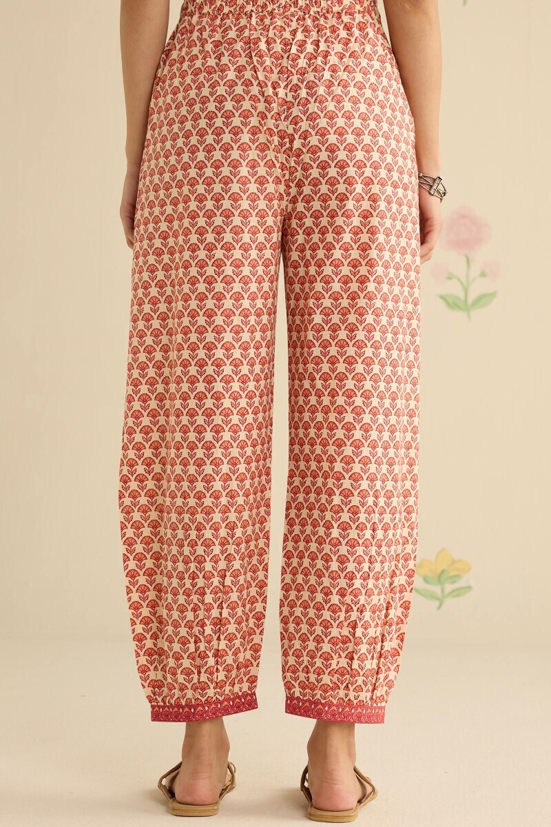 Cream Handcrafted Cotton Izhaar Pants
