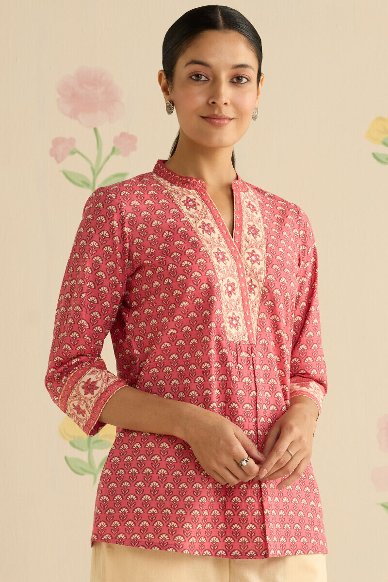 Pink Hand Printed Cotton Top