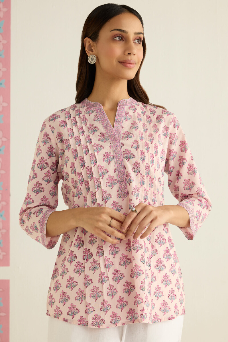 Purple Hand Block Printed Cotton Top