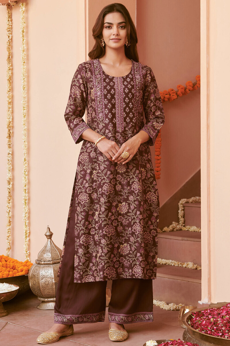 Brown Handcrafted Satin Farsi