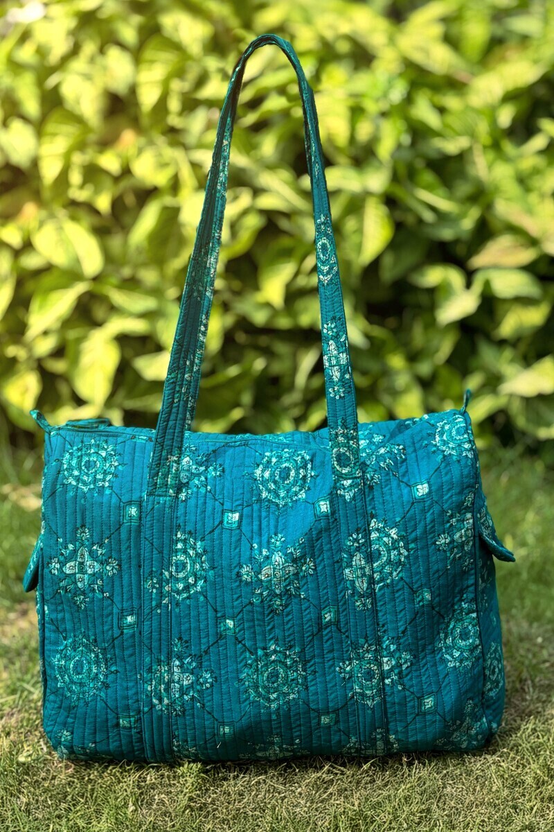 Akola Hand Block-Printed Cotton Duffel Bag