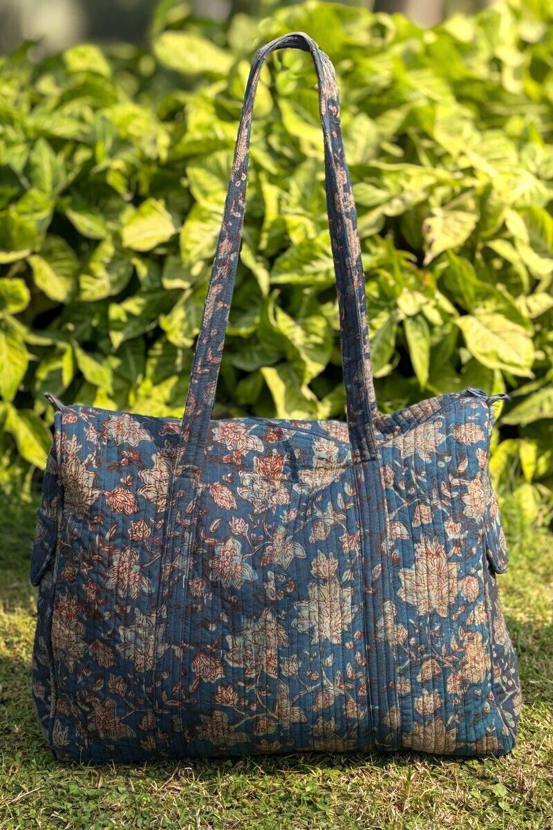 Akola Hand Block-Printed Cotton Duffel Bag