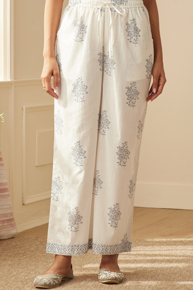 White Hand Block-Printed Cotton Farsi