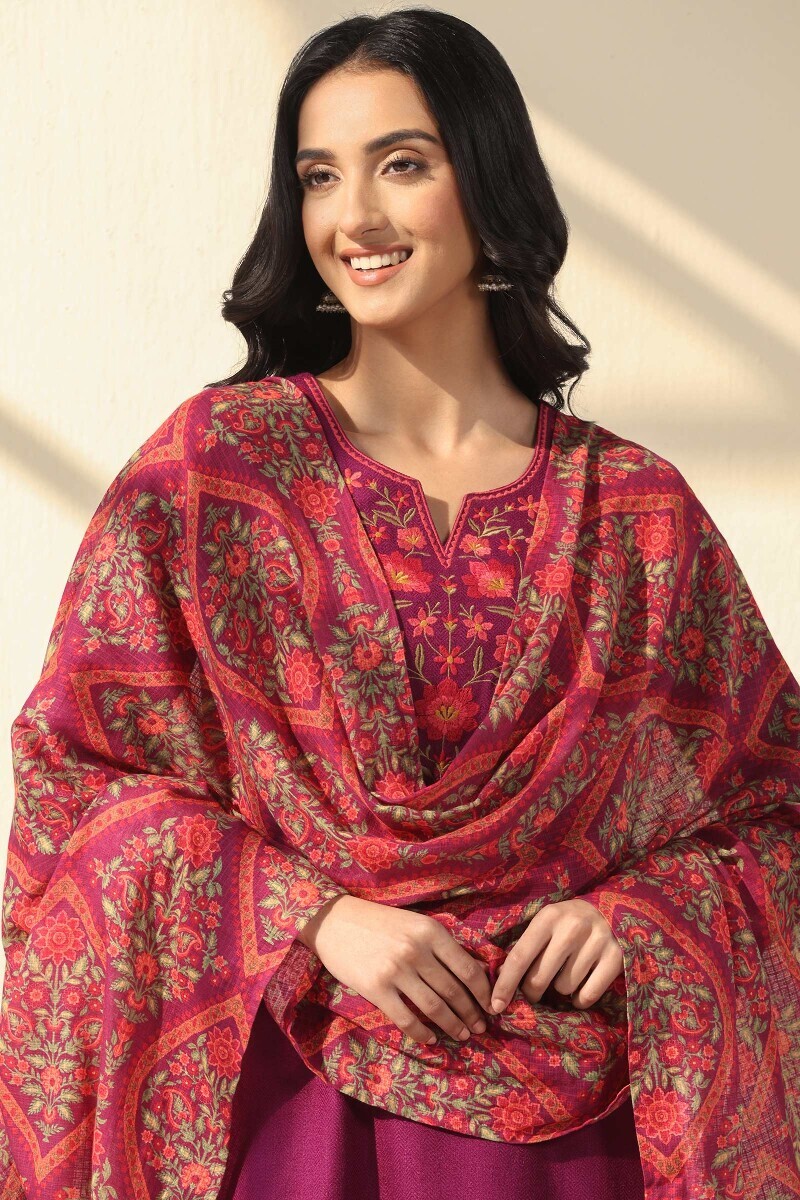 Purple Printed Kota Dupatta