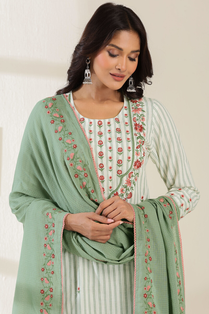 Green Handcrafted Kota Dupatta