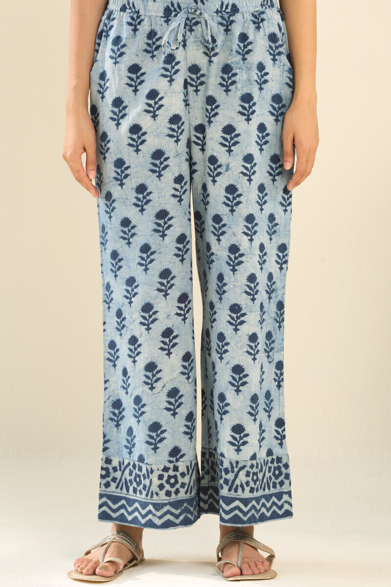 Indigo Hand Block Printed Cotton Farsi