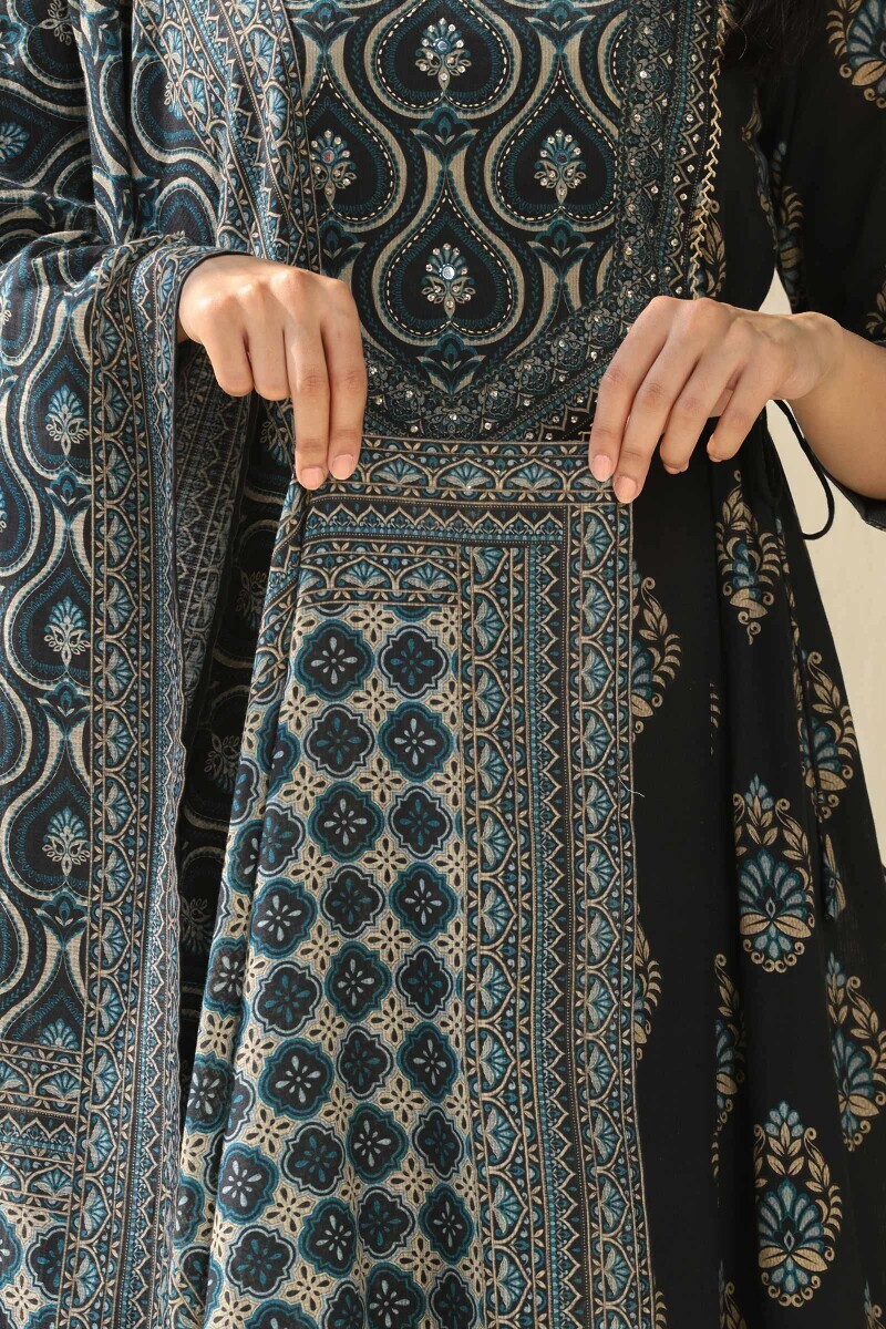 Black Printed Kota Dupatta