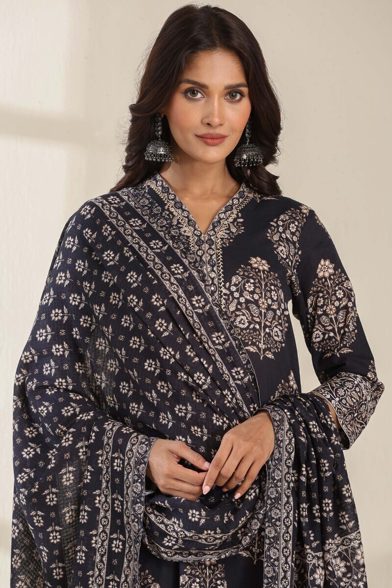 Black Printed Kota Dupatta