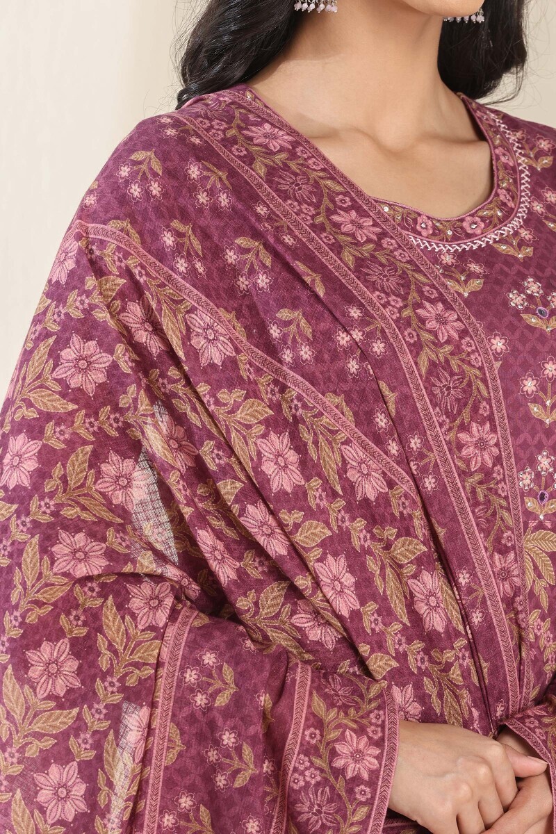 Purple Printed Kota Dupatta