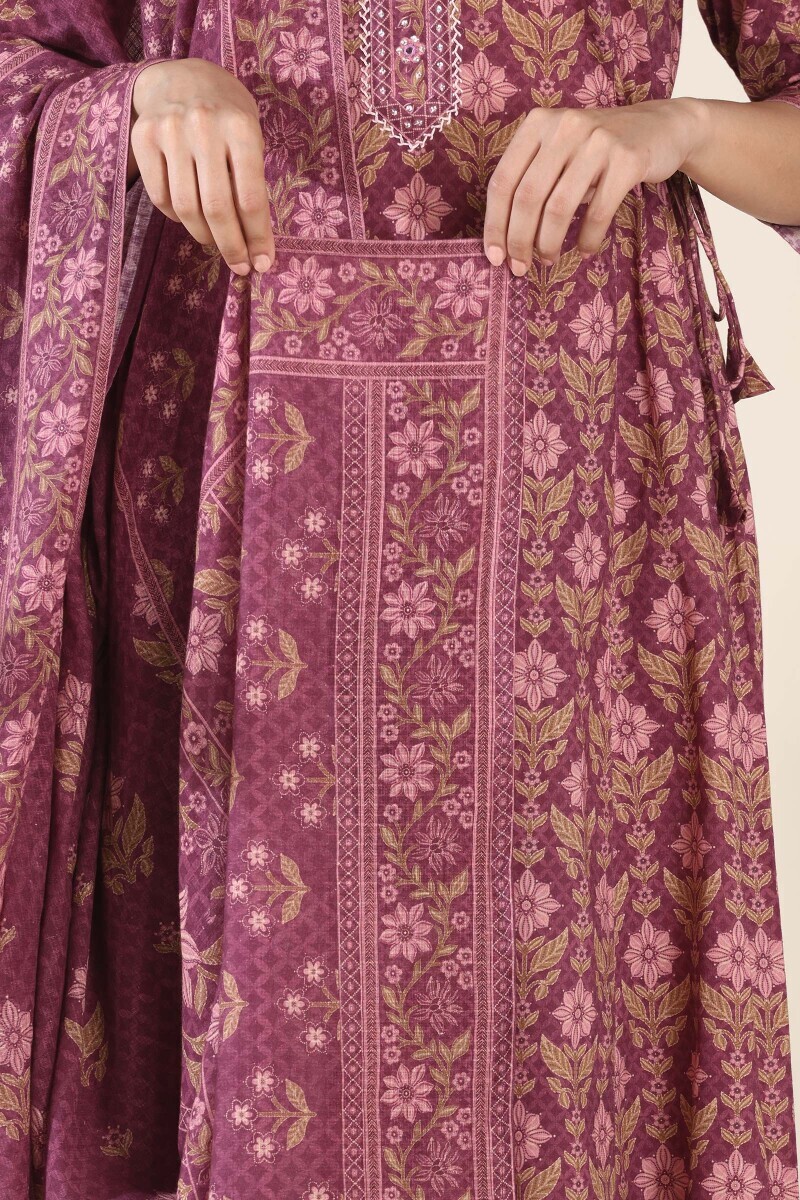 Purple Printed Kota Dupatta