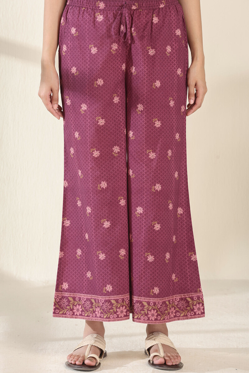 Purple Printed Cotton Palazzo