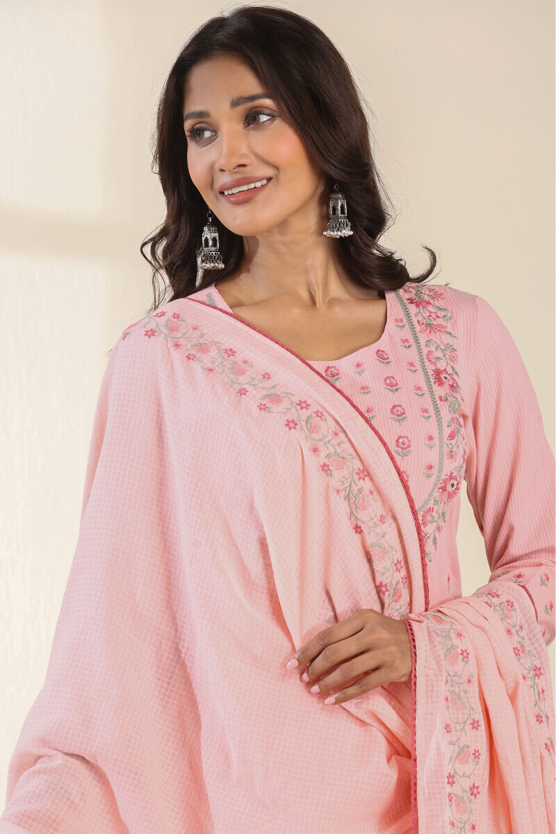 Pink Handcrafted Kota Dupatta