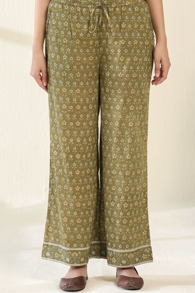 Green Hand Block Printed Cotton Farsi