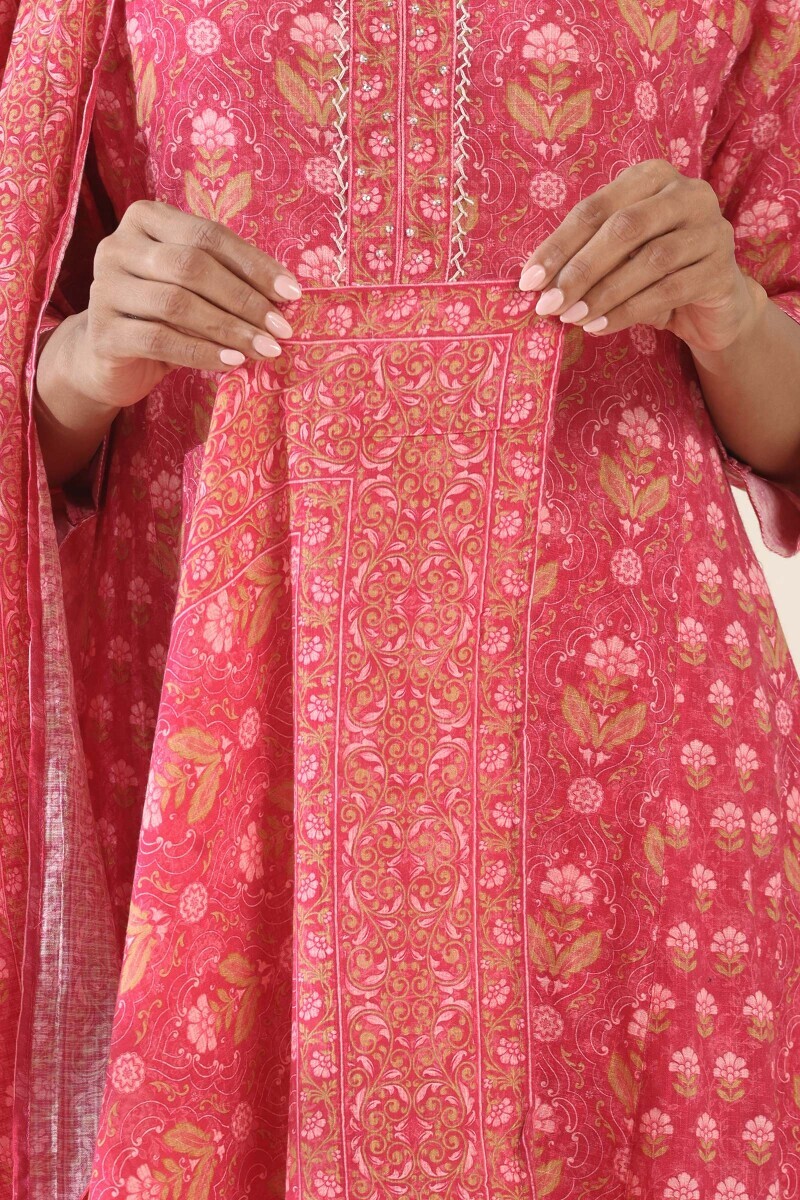 Pink Printed Kota Dupatta