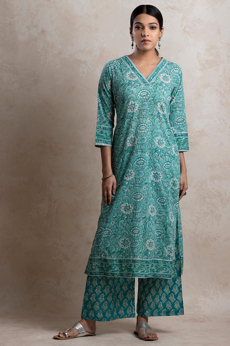 Sanganeri Block Printed Straight Cotton Kurta