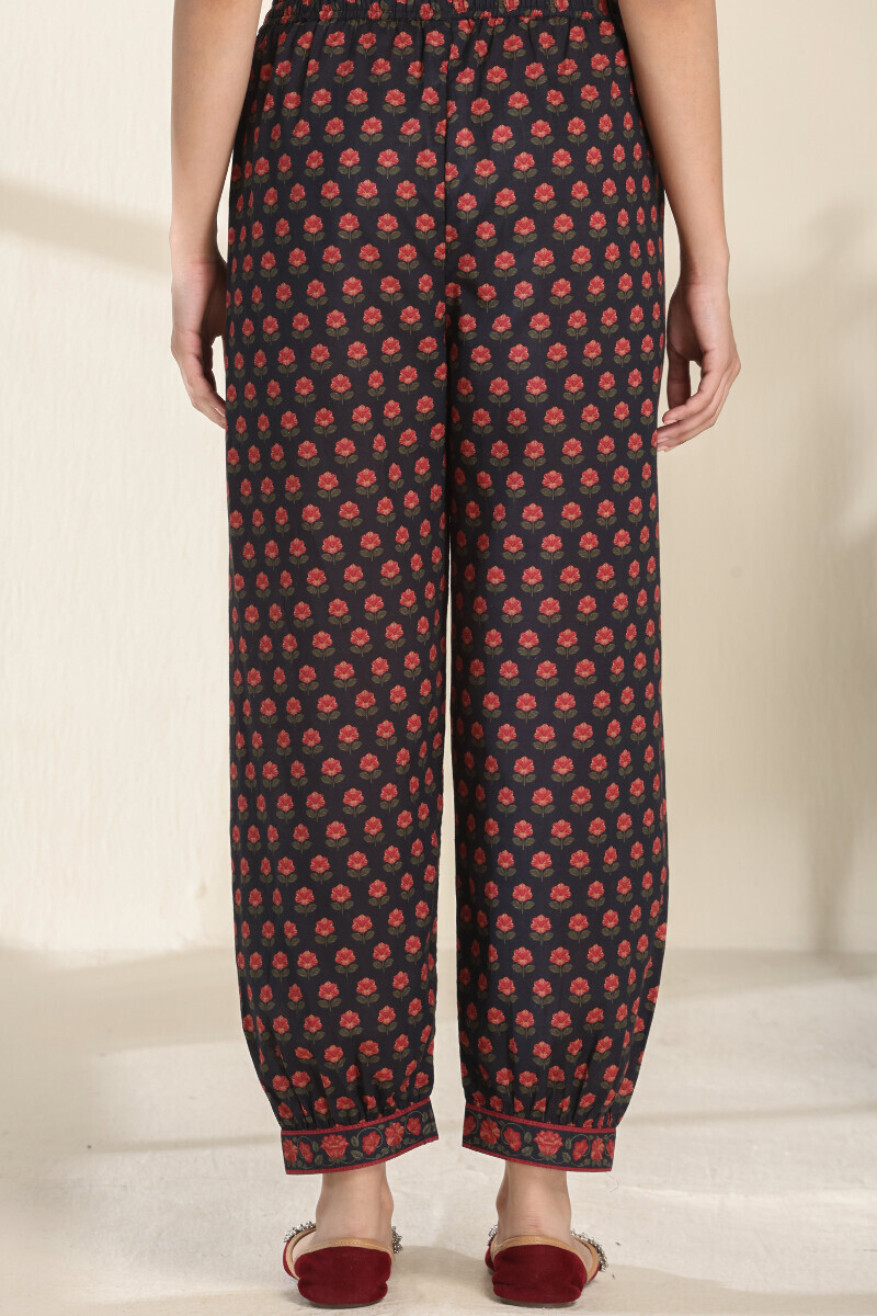 Black Printed Cotton Izhaar Pants