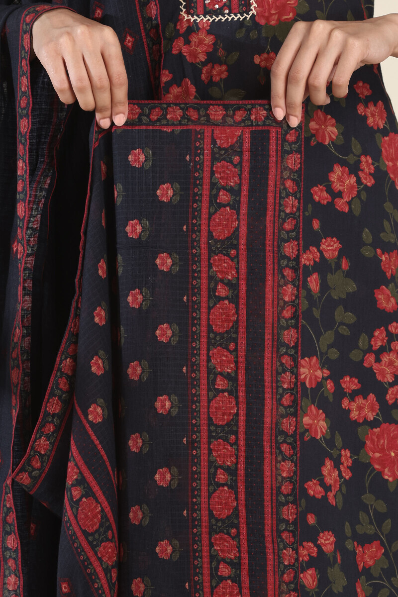 Black Printed Kota Dupatta