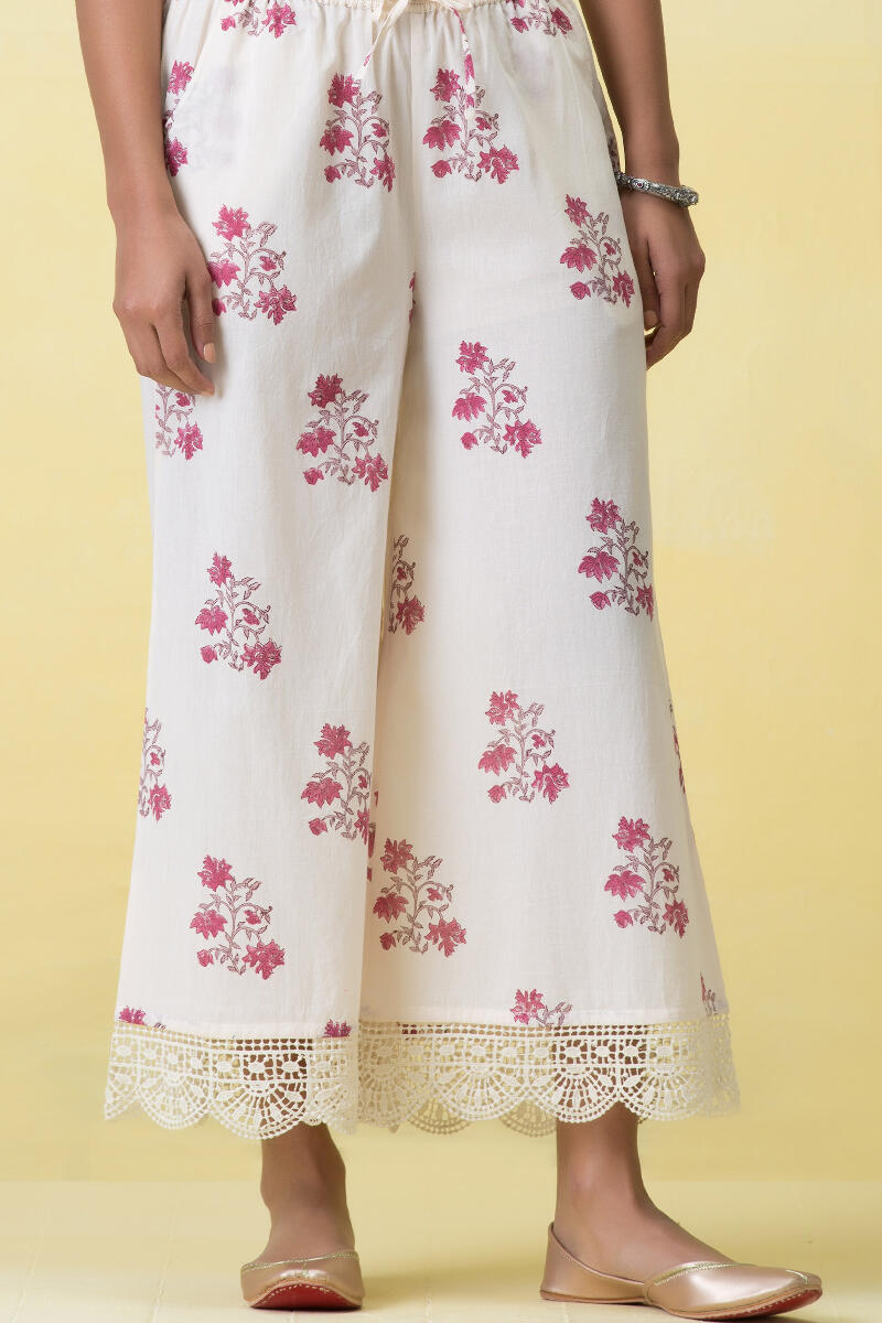 Off-White Block Printed Cotton Palazzo