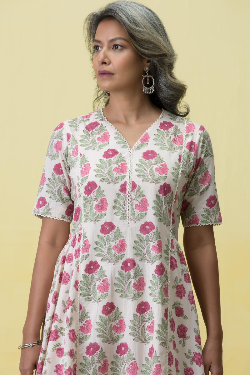Off-White Block Printed Cotton Dress