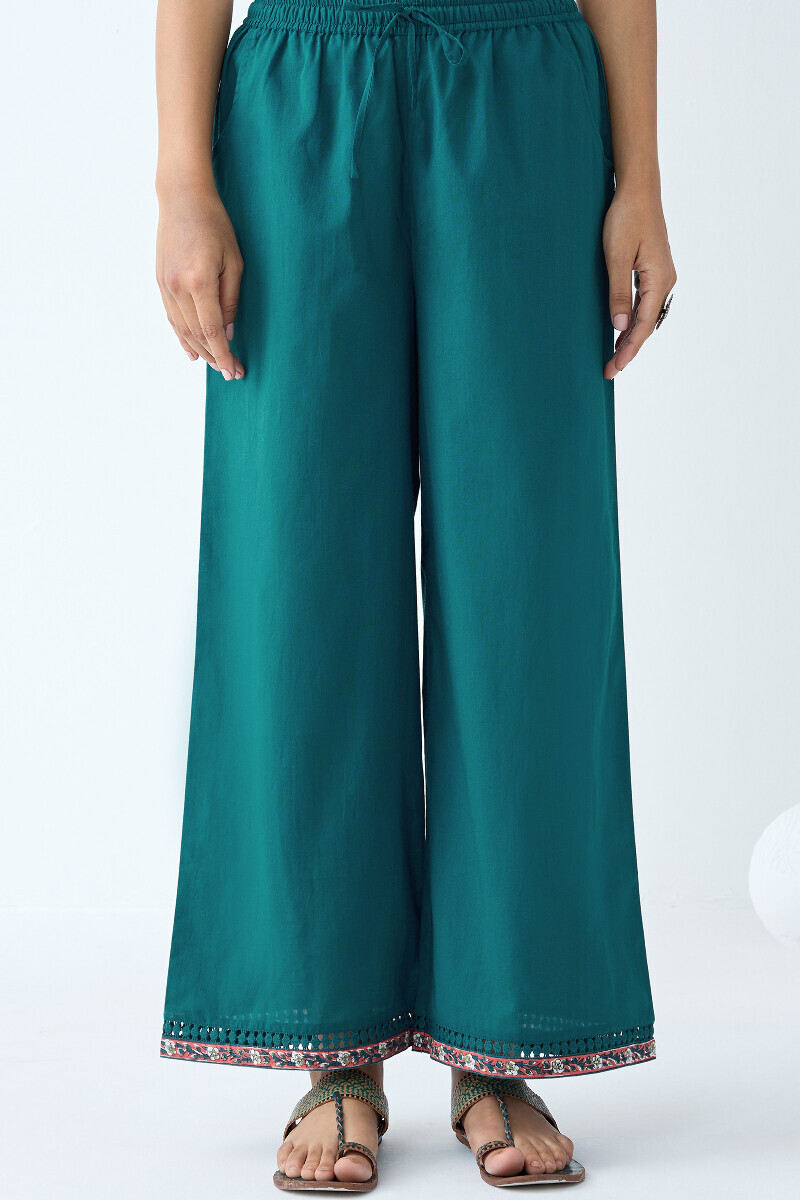 Green Handcrafted Cotton Farsi Pants