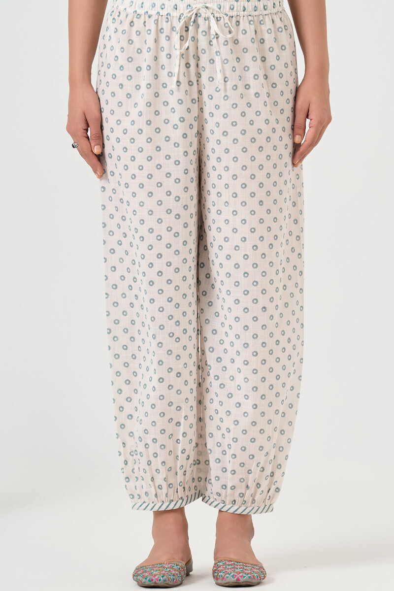 Blue Block Printed Cotton Izhaar Pants