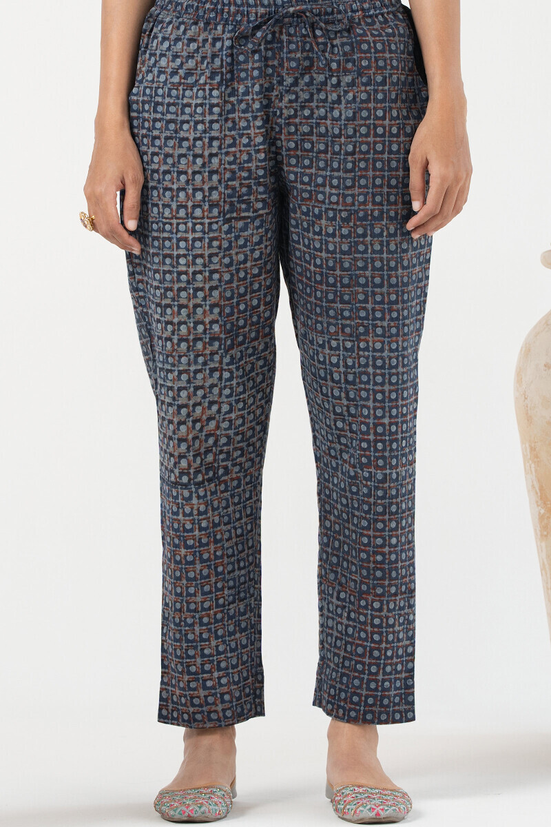 Akola Hand Block-Printed Cotton Dobby Narrow Pants