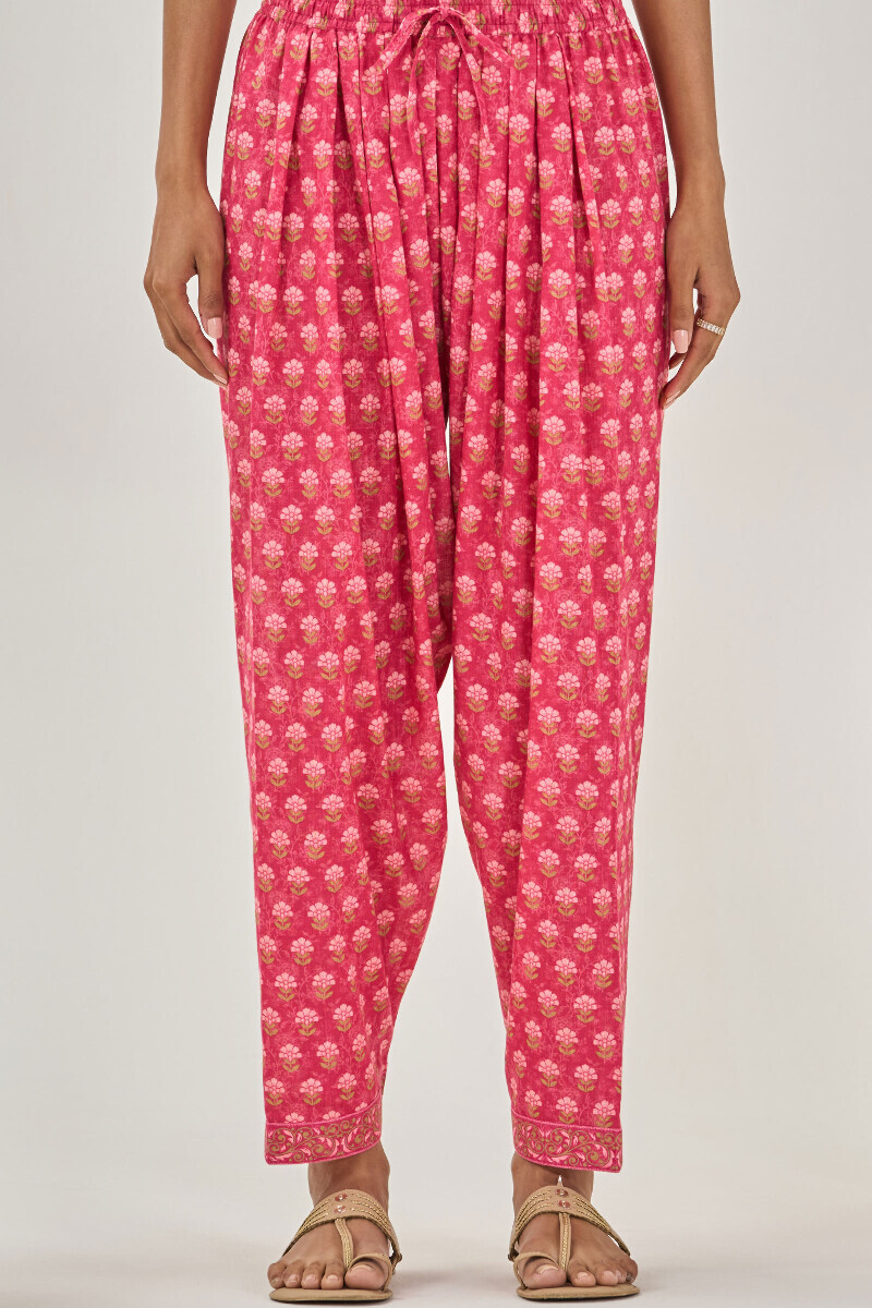 Pink Printed Cotton Slub Salwar