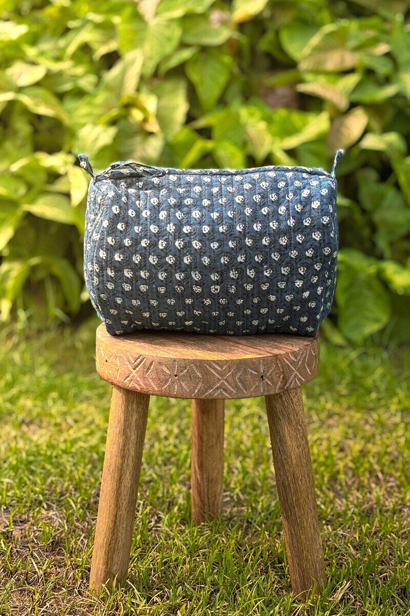 Bagru Hand Block-Printed Cotton Dobby Vanity Pouch