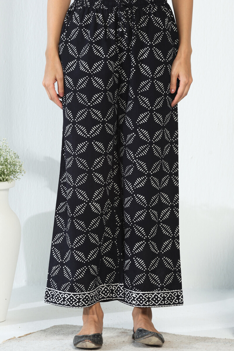 Black Hand Block-Printed Cotton Farsi