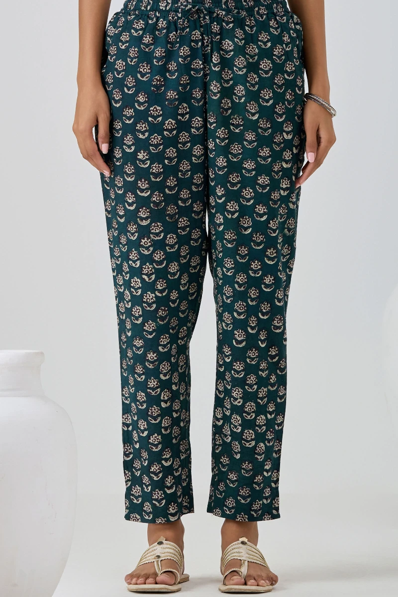 Bagru Hand Block-Printed Cotton Narrow Pants