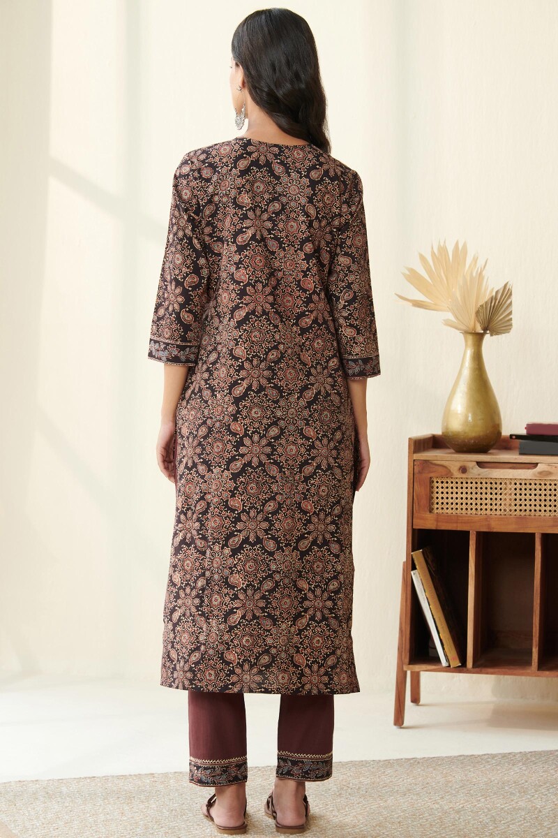 Ajrak Hand Block Printed Straight Cotton Kurta