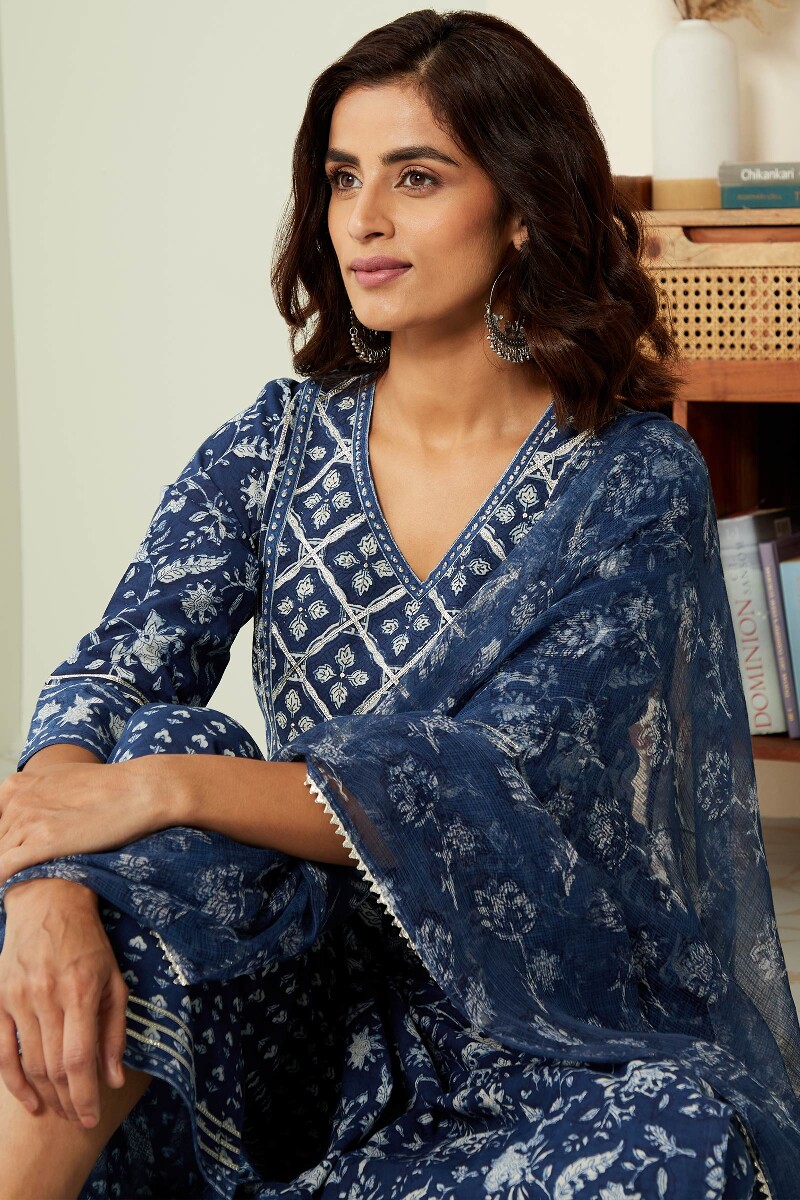 Bagru Hand Block-Printed Straight Cotton Kurta