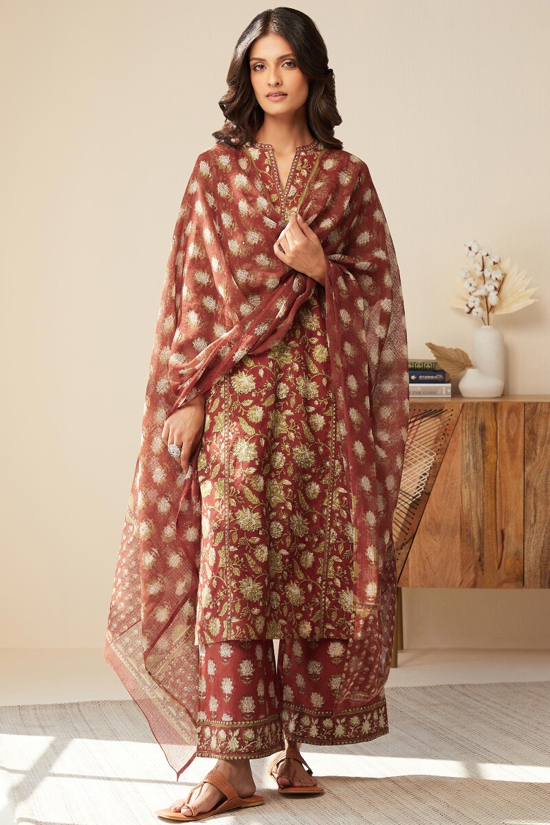 Bagru Hand Block-Printed Straight Cotton Kurta