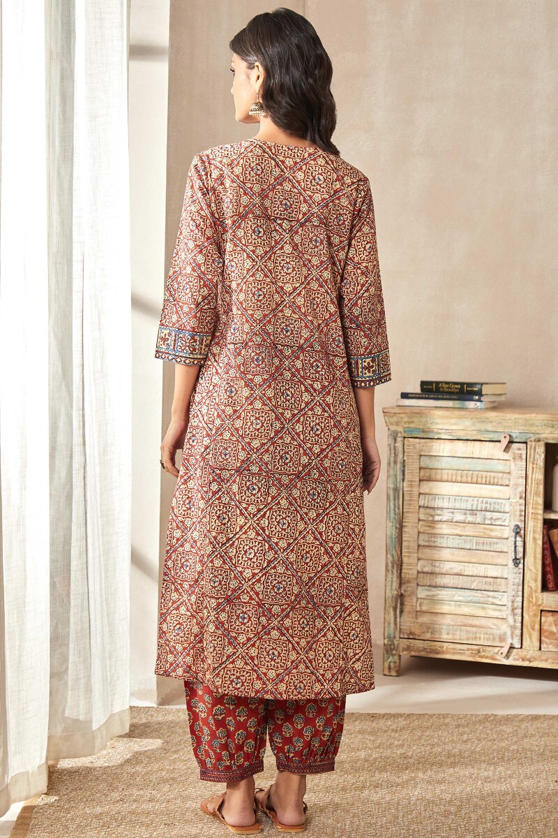 Bagru Hand Block-Printed Straight Cotton Kurta