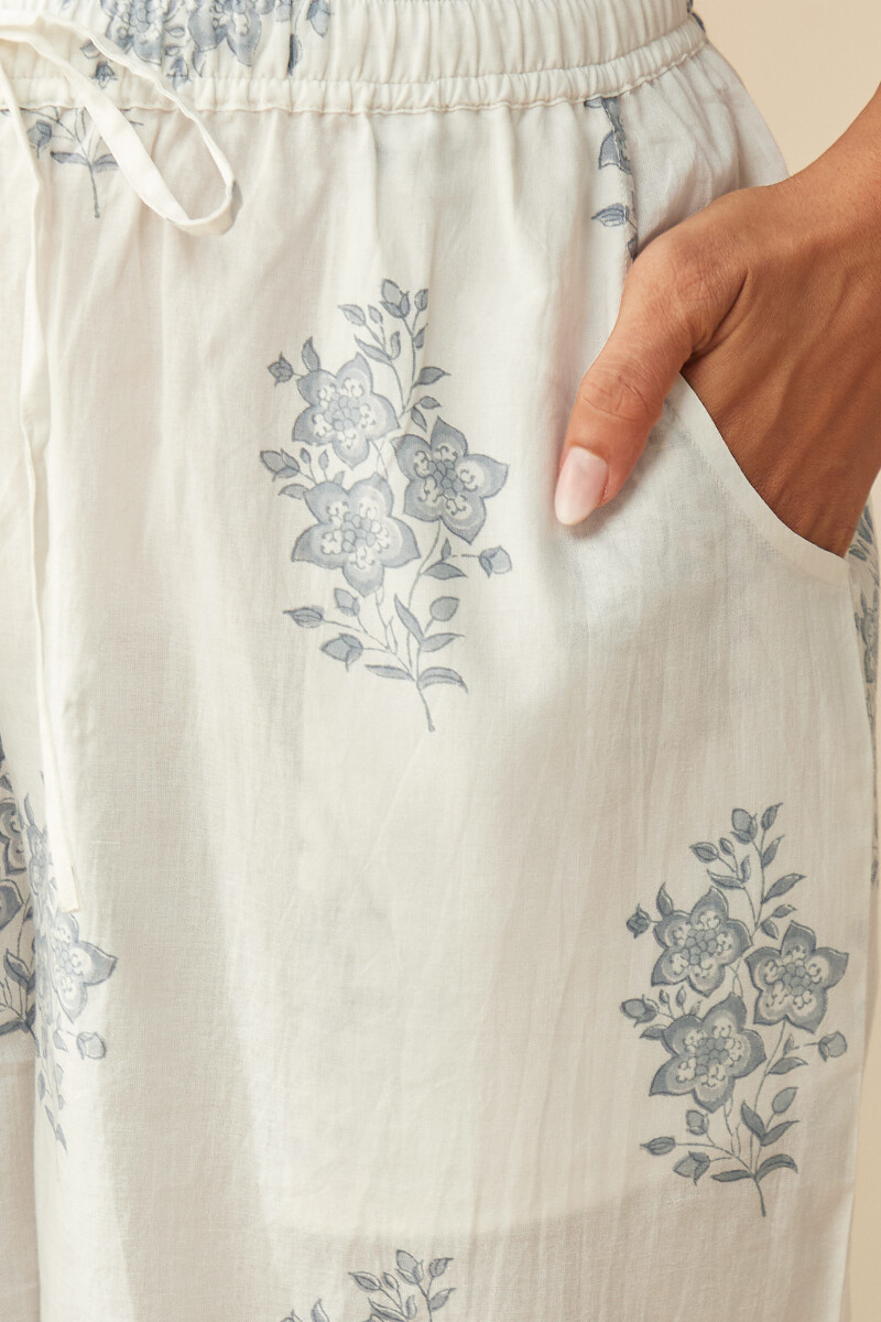 White Hand Block-Printed Cotton Farsi