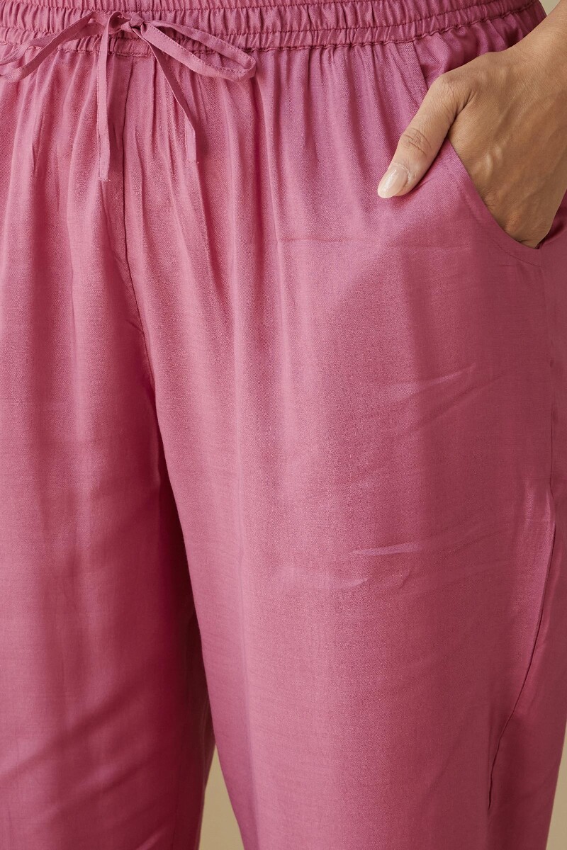 Pink Handcrafted Modal Narrow Pants