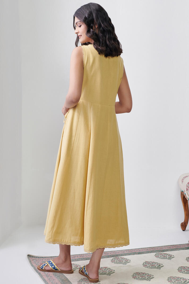 Yellow Handcrafted Cotton Dress