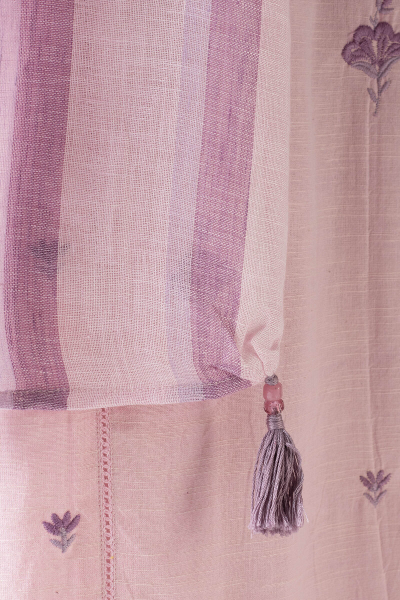 Lilac Handcrafted Cotton Linen Dupatta