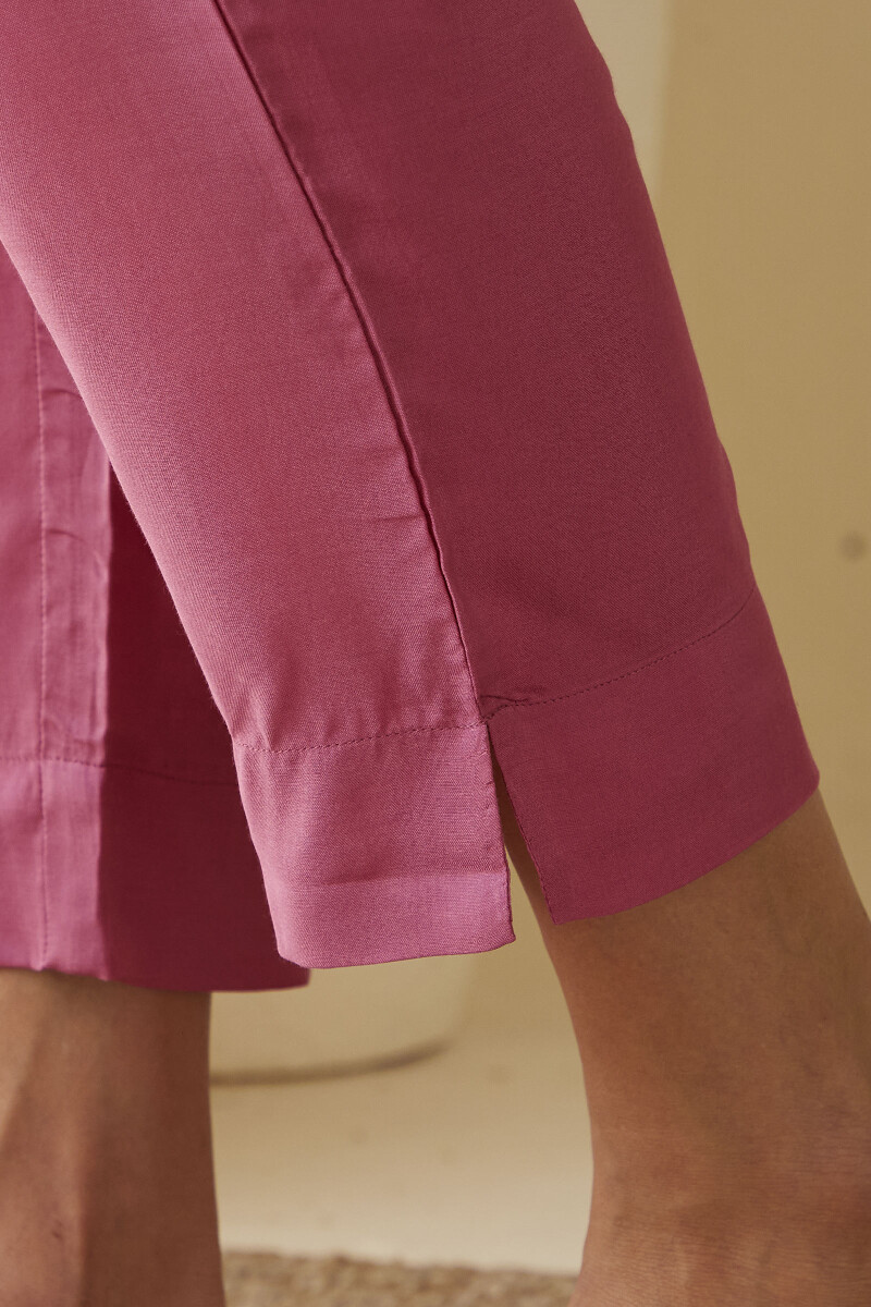 Pink Handcrafted Modal Narrow Pants