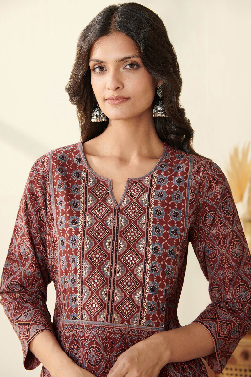 Ajrak Hand Block Printed Straight Cotton Kurta
