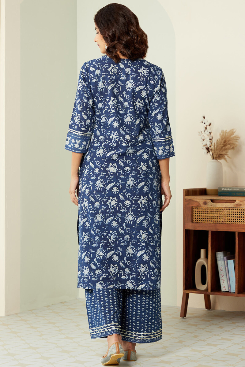 Bagru Hand Block-Printed Straight Cotton Kurta