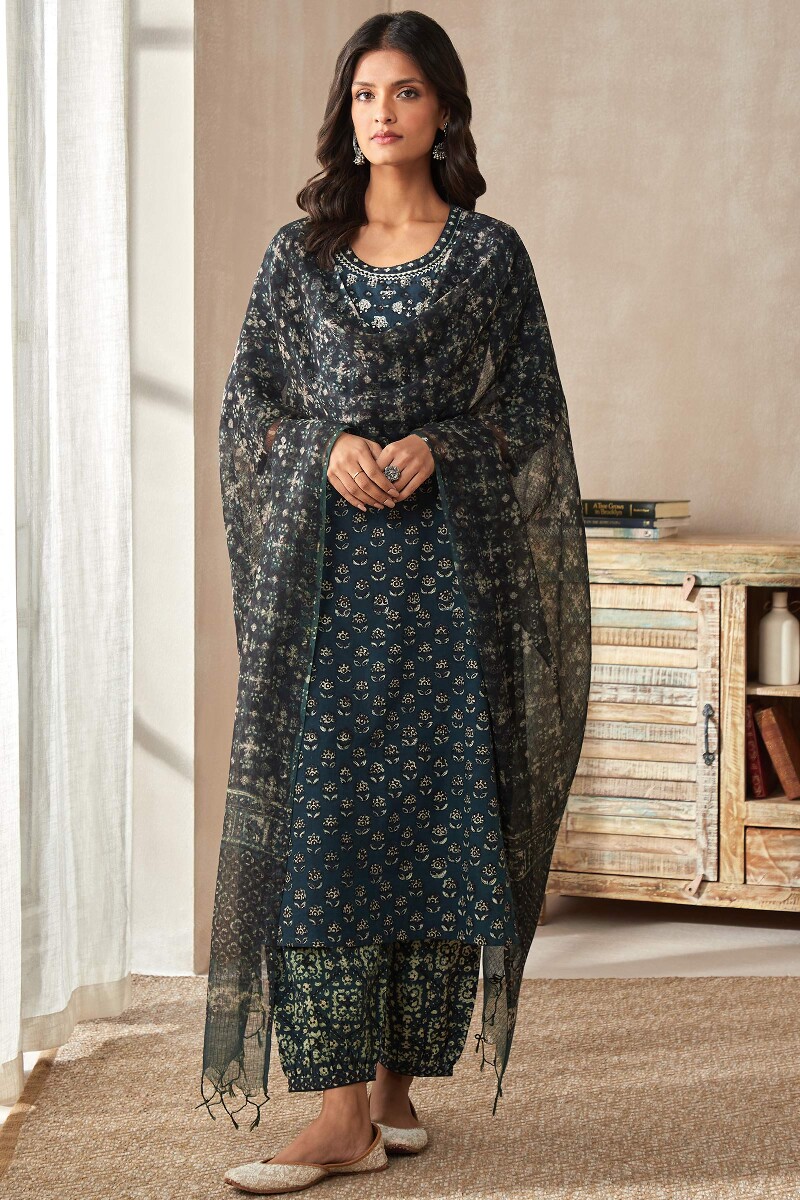 Bagru Hand Block-Printed Straight Cotton Kurta